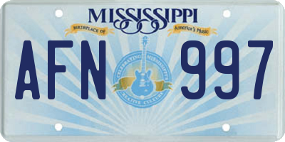MS license plate AFN997