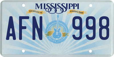 MS license plate AFN998