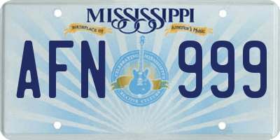 MS license plate AFN999