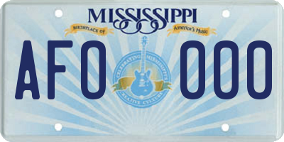 MS license plate AFO000