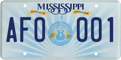 MS license plate AFO001