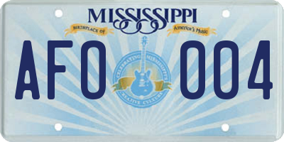MS license plate AFO004