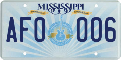 MS license plate AFO006