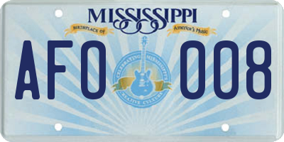 MS license plate AFO008