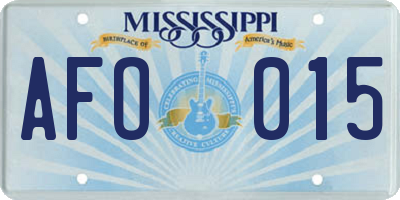 MS license plate AFO015