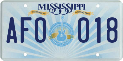 MS license plate AFO018