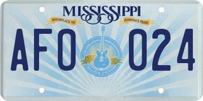 MS license plate AFO024