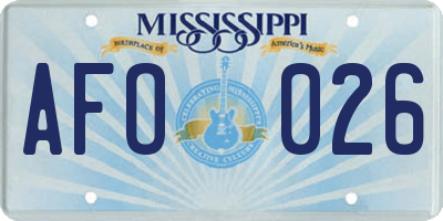 MS license plate AFO026