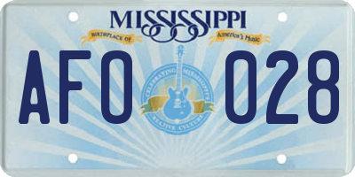 MS license plate AFO028