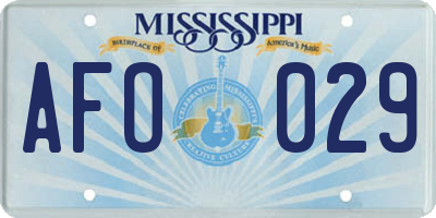 MS license plate AFO029