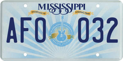 MS license plate AFO032