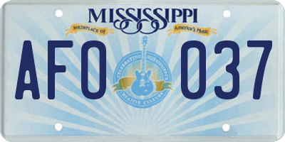 MS license plate AFO037