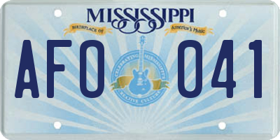 MS license plate AFO041