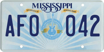 MS license plate AFO042