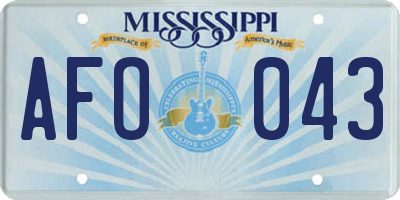 MS license plate AFO043