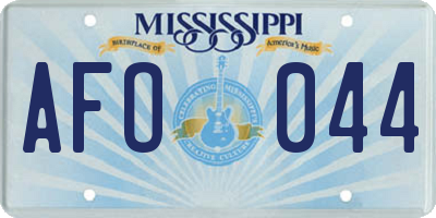 MS license plate AFO044