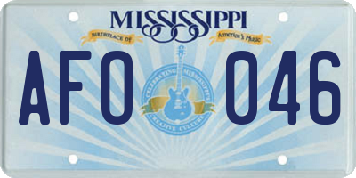 MS license plate AFO046
