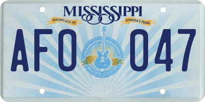 MS license plate AFO047