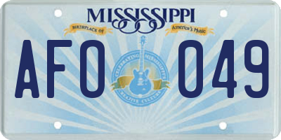 MS license plate AFO049