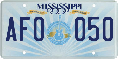 MS license plate AFO050