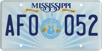 MS license plate AFO052