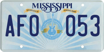 MS license plate AFO053