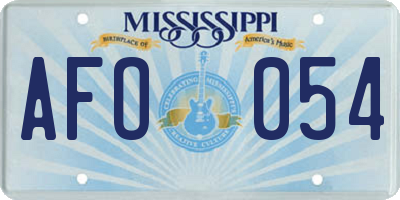 MS license plate AFO054
