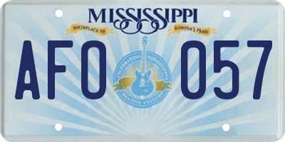 MS license plate AFO057