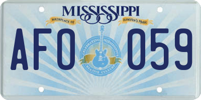 MS license plate AFO059