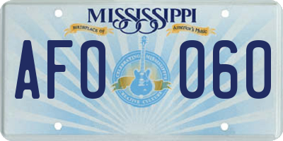 MS license plate AFO060
