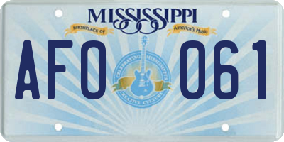 MS license plate AFO061