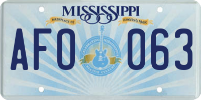 MS license plate AFO063