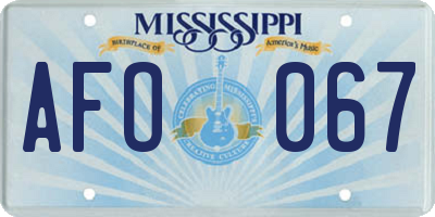 MS license plate AFO067