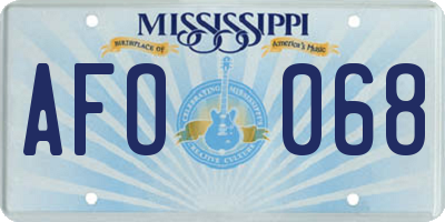 MS license plate AFO068