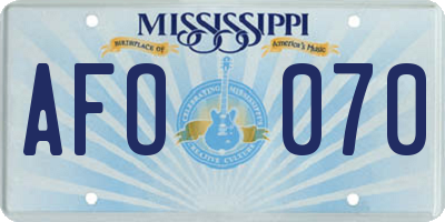 MS license plate AFO070