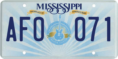 MS license plate AFO071