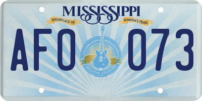 MS license plate AFO073