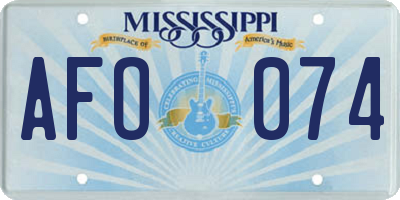 MS license plate AFO074