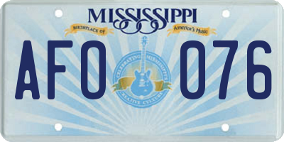 MS license plate AFO076