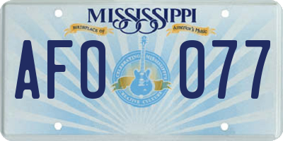 MS license plate AFO077
