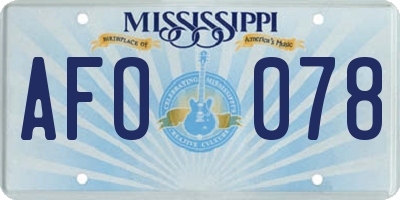 MS license plate AFO078