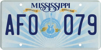 MS license plate AFO079