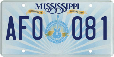 MS license plate AFO081