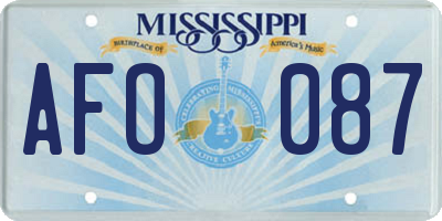 MS license plate AFO087