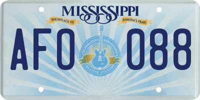 MS license plate AFO088