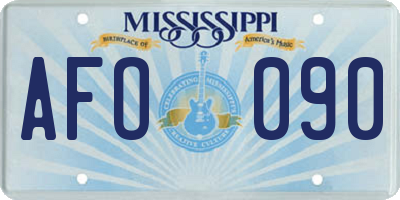 MS license plate AFO090
