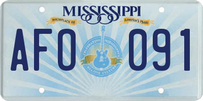 MS license plate AFO091
