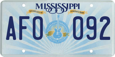 MS license plate AFO092