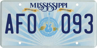 MS license plate AFO093