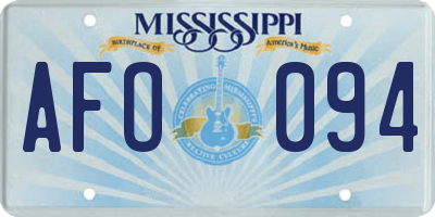 MS license plate AFO094